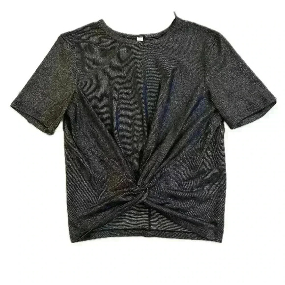Lululemon Crescent T-Shirt Spark Casual Top Metallic Golden Threads‎ Size 4 - Picture 6 of 6